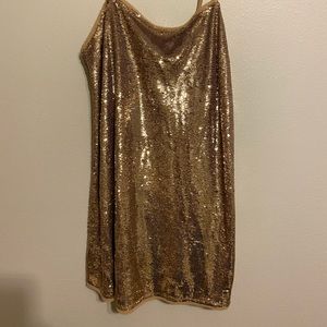 Free People- Sequin Gold Mini Dress- Medium